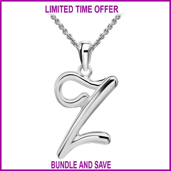 Sterling Silver Initial Necklace Personalized Pendant 18 Inch Chain